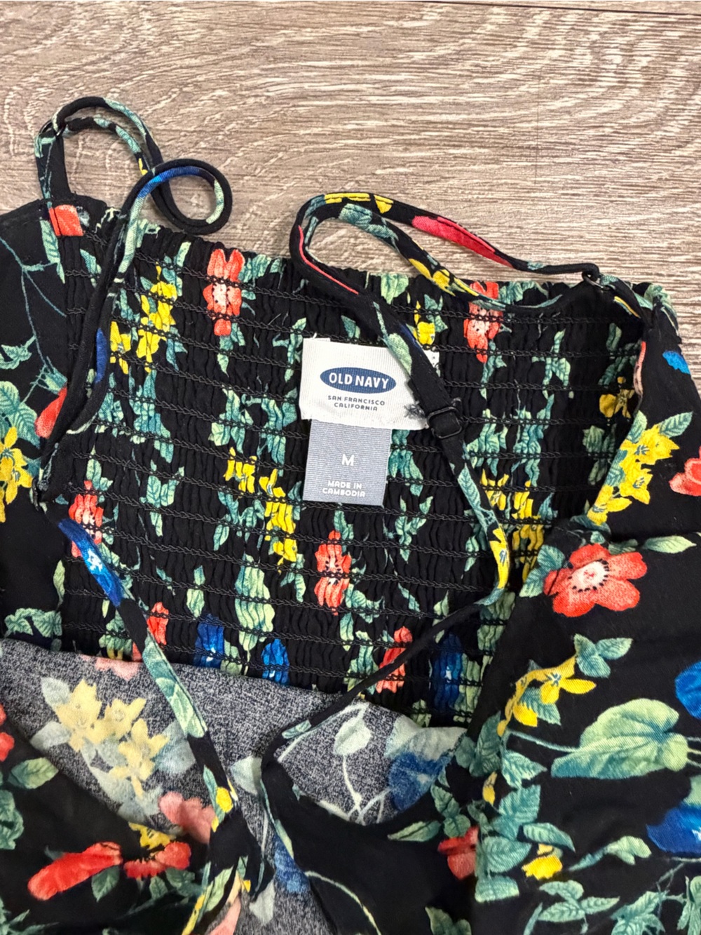 Old Navy Black Maxi Slip Dress with Multicolor Floral Print - Picture 2 of 2